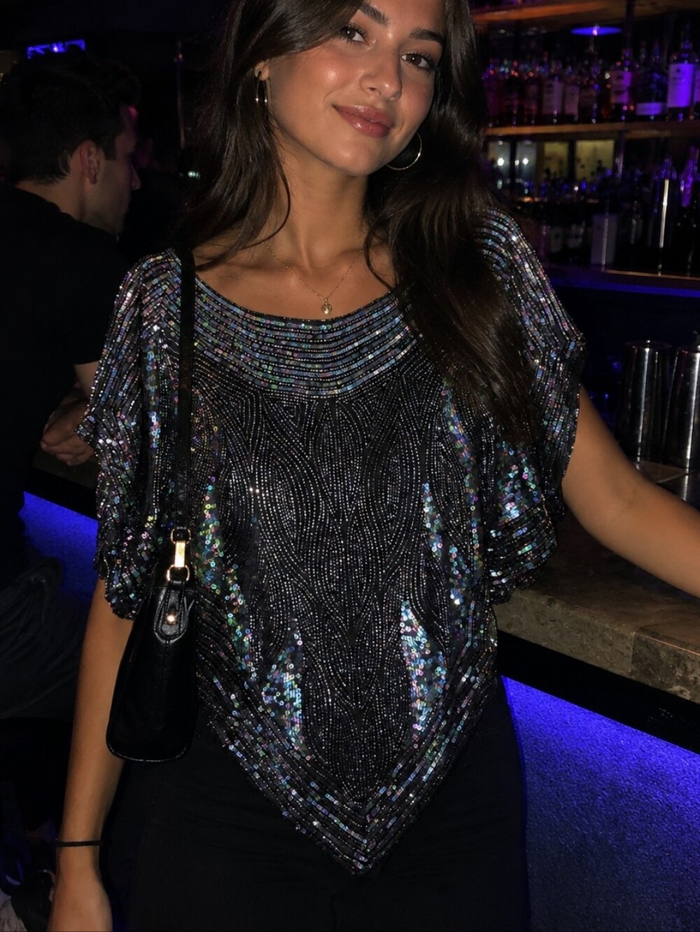Vintage Beaded Silk Butterfly Sequin Top India Goth Glam Party Festival Y2K